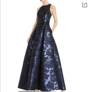 Aidan Mattox Navy Sleeveless Jacquard Gown Size 4 NWT